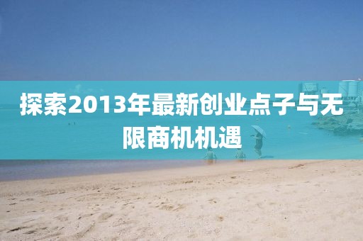 探索2013年最新创业点子与无限商机机遇