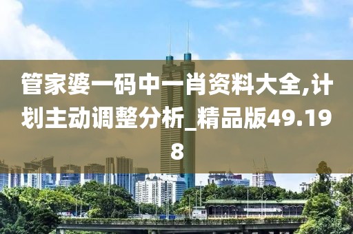 管家婆一码中一肖资料大全,计划主动调整分析_精品版49.198