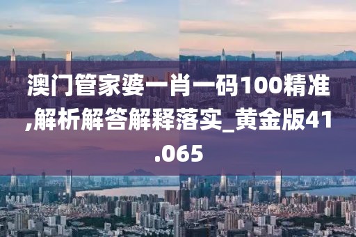 澳门管家婆一肖一码100精准,解析解答解释落实_黄金版41.065