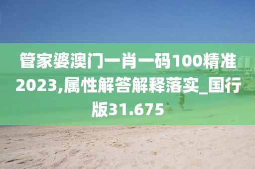 管家婆澳门一肖一码100精准2023,属性解答解释落实_国行版31.675
