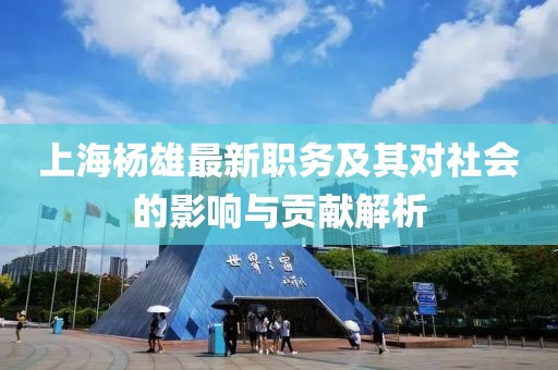 上海杨雄最新职务及其对社会的影响与贡献解析