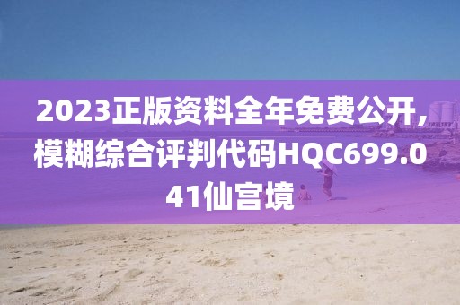 2023正版资料全年免费公开,模糊综合评判代码HQC699.041仙宫境