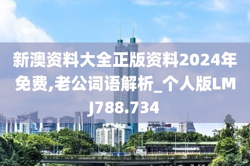 新澳资料大全正版资料2024年免费,老公词语解析_个人版LMJ788.734