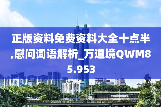 正版资料免费资料大全十点半,慰问词语解析_万道境QWM85.953
