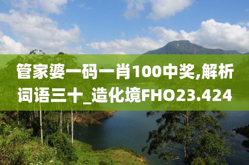 管家婆一码一肖100中奖,解析词语三十_造化境FHO23.424