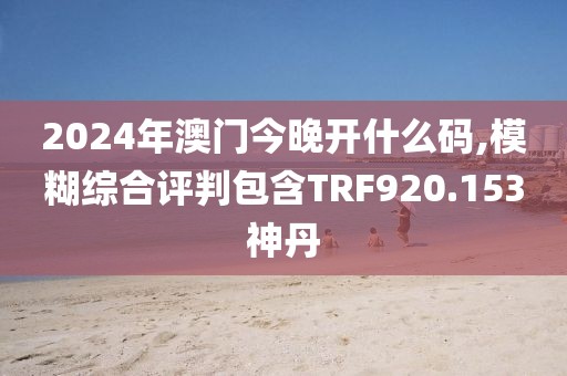 2024年澳门今晚开什么码,模糊综合评判包含TRF920.153神丹