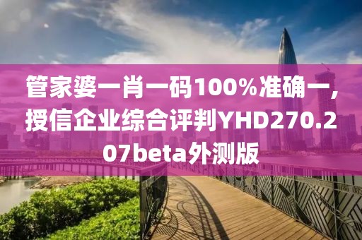 管家婆一肖一码100%准确一,授信企业综合评判YHD270.207beta外测版
