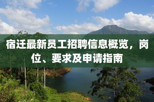 宿迁最新员工招聘信息概览，岗位、要求及申请指南