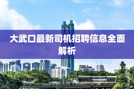 大武口最新司机招聘信息全面解析