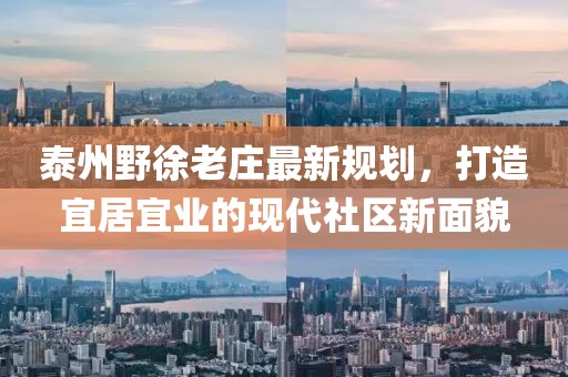泰州野徐老庄最新规划，打造宜居宜业的现代社区新面貌