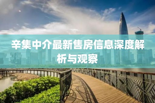辛集中介最新售房信息深度解析与观察