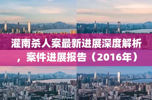 灌南杀人案最新进展深度解析，案件进展报告（2016年）
