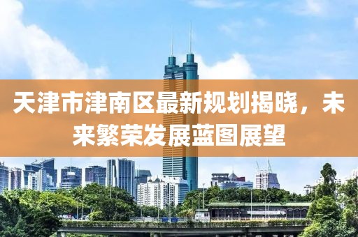 天津市津南区最新规划揭晓，未来繁荣发展蓝图展望