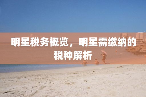 明星税务概览，明星需缴纳的税种解析
