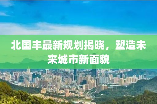 北国丰最新规划揭晓，塑造未来城市新面貌