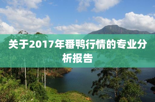 关于2017年番鸭行情的专业分析报告