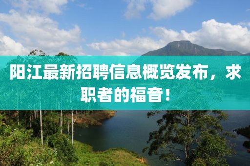 阳江最新招聘信息概览发布，求职者的福音！