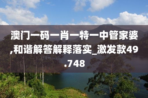 澳门一码一肖一特一中管家婆,和谐解答解释落实_激发款49.748