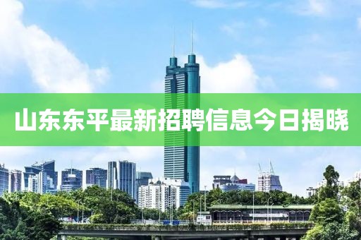 山东东平最新招聘信息今日揭晓