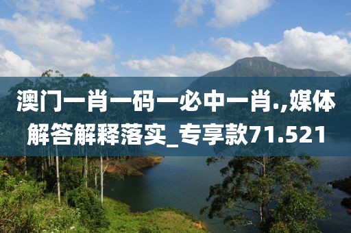 澳门一肖一码一必中一肖.,媒体解答解释落实_专享款71.521