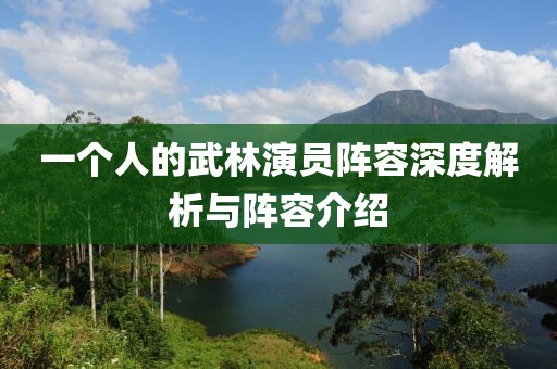 一个人的武林演员阵容深度解析与阵容介绍