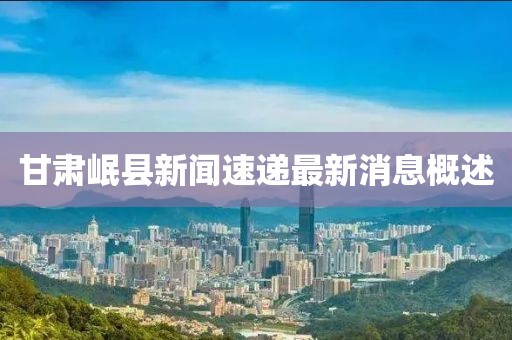甘肃岷县新闻速递最新消息概述