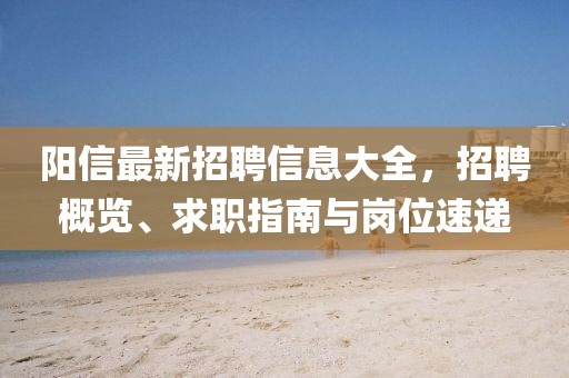 阳信最新招聘信息大全，招聘概览、求职指南与岗位速递