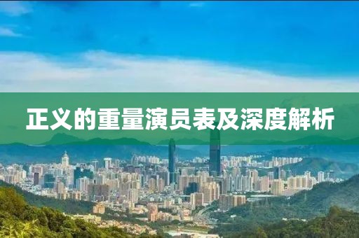 正义的重量演员表及深度解析