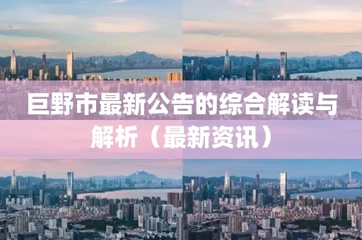 巨野市最新公告的综合解读与解析（最新资讯）