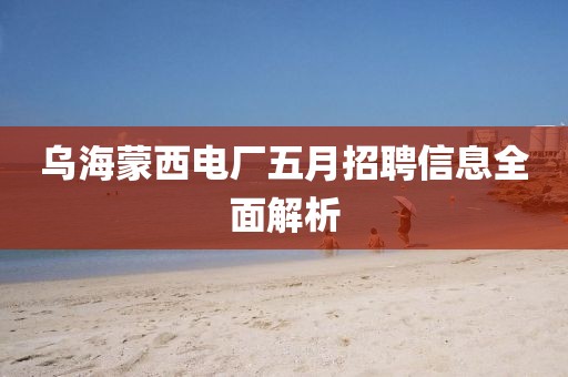 乌海蒙西电厂五月招聘信息全面解析