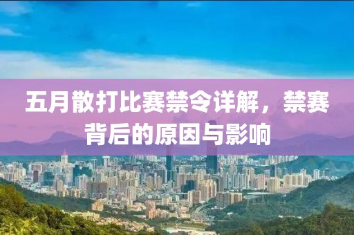 五月散打比赛禁令详解，禁赛背后的原因与影响