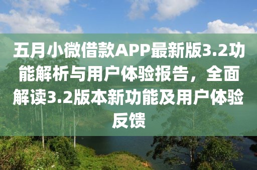 五月小微借款APP最新版3.2功能解析与用户体验报告，全面解读3.2版本新功能及用户体验反馈