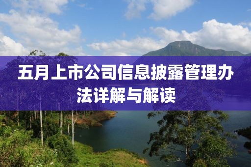 五月上市公司信息披露管理办法详解与解读