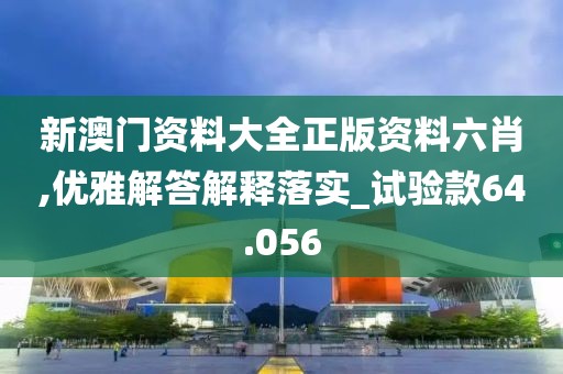 新澳门资料大全正版资料六肖,优雅解答解释落实_试验款64.056