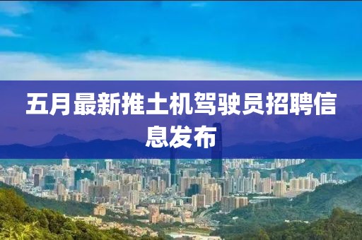 五月最新推土机驾驶员招聘信息发布
