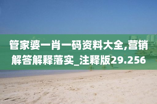 管家婆一肖一码资料大全,营销解答解释落实_注释版29.256