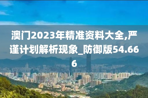 澳门2023年精准资料大全,严谨计划解析现象_防御版54.666