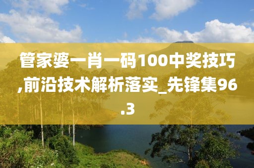 管家婆一肖一码100中奖技巧,前沿技术解析落实_先锋集96.3