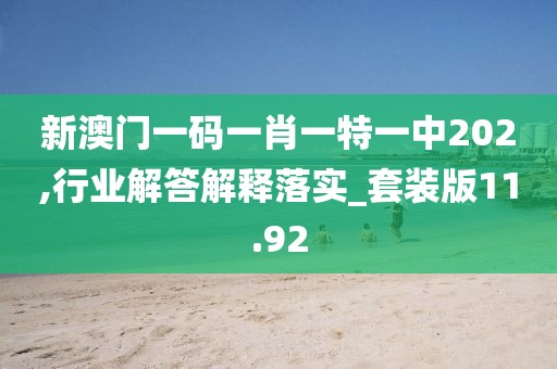 新澳门一码一肖一特一中202,行业解答解释落实_套装版11.92