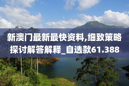 新澳门最新最快资料,细致策略探讨解答解释_自选款61.388