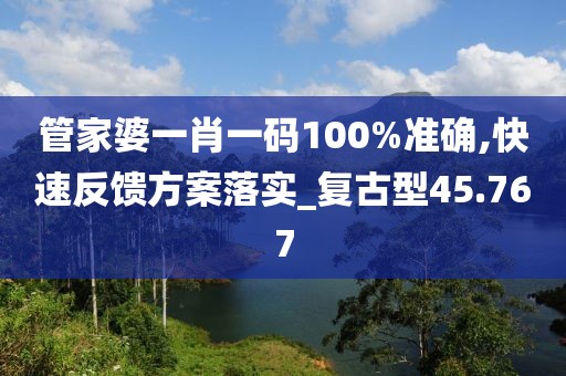 管家婆一肖一码100%准确,快速反馈方案落实_复古型45.767