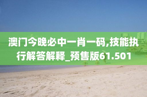 澳门今晚必中一肖一码,技能执行解答解释_预售版61.501