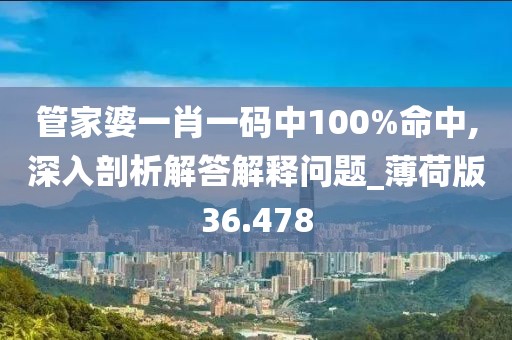 管家婆一肖一码中100%命中,深入剖析解答解释问题_薄荷版36.478