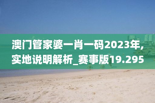 澳门管家婆一肖一码2023年,实地说明解析_赛事版19.295