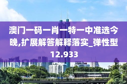 澳门一码一肖一特一中准选今晚,扩展解答解释落实_弹性型12.933