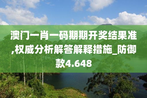 澳门一肖一码期期开奖结果准,权威分析解答解释措施_防御款4.648