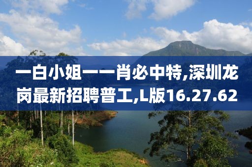 一白小姐一一肖必中特,深圳龙岗最新招聘普工,L版16.27.62