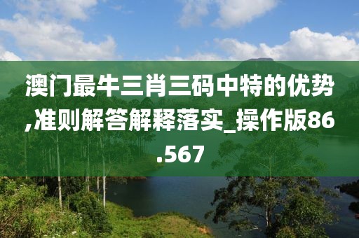 澳门最牛三肖三码中特的优势,准则解答解释落实_操作版86.567