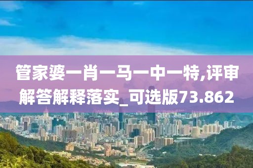管家婆一肖一马一中一特,评审解答解释落实_可选版73.862