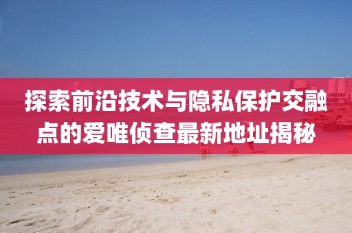 探索前沿技术与隐私保护交融点的爱唯侦查最新地址揭秘